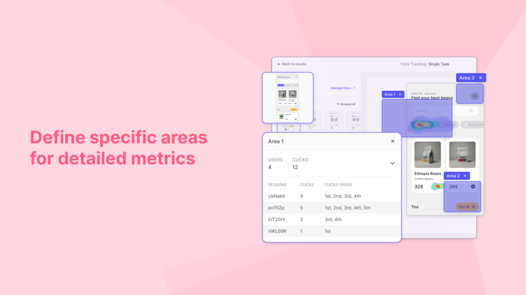 Track clicks in specific areas of your screen for detailed UX research metrics.