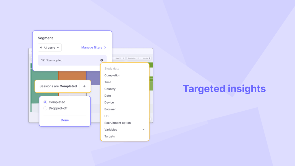 User flows by Useberry allows to get targeted user insights with segments and filters.