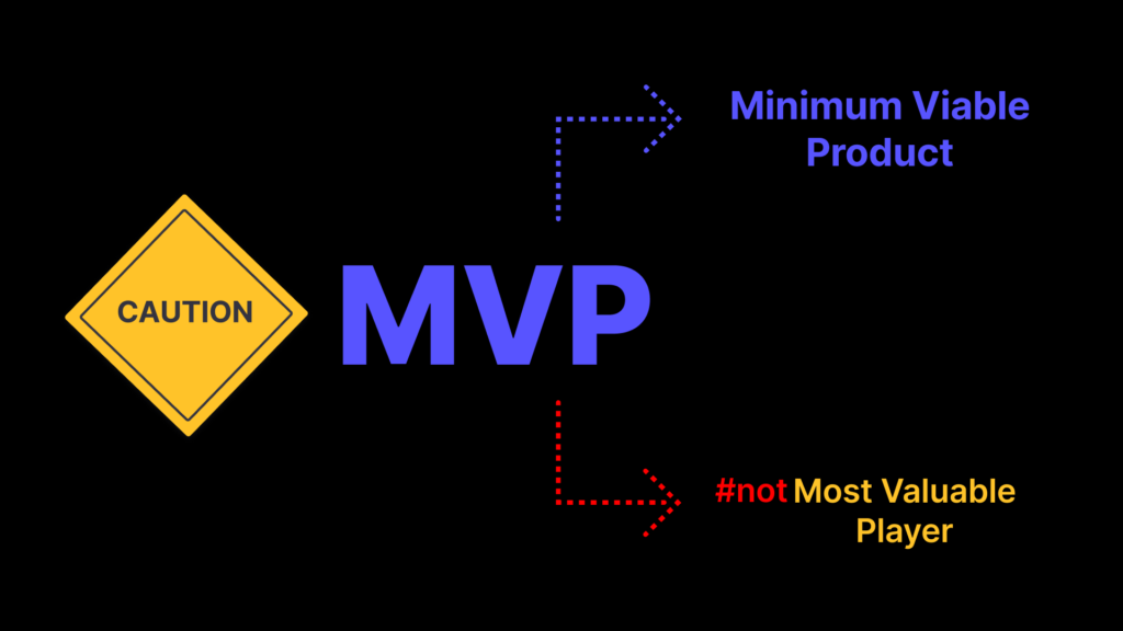 a caution message to explain that MVP means minimum viable product in our context and not most valuable player.