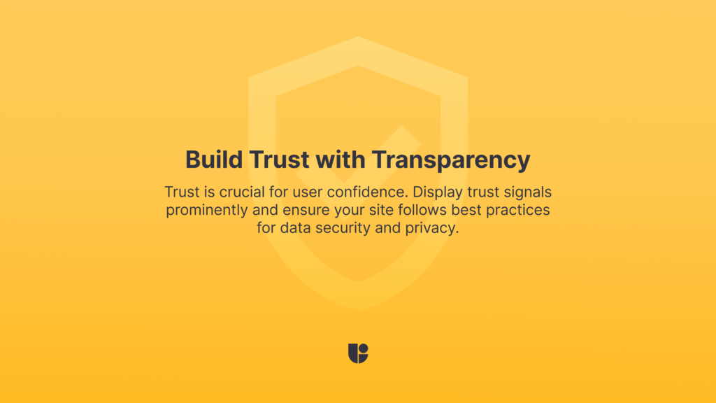 a checkmark in a shield in the background represents the importance of building trust with safety and transparency