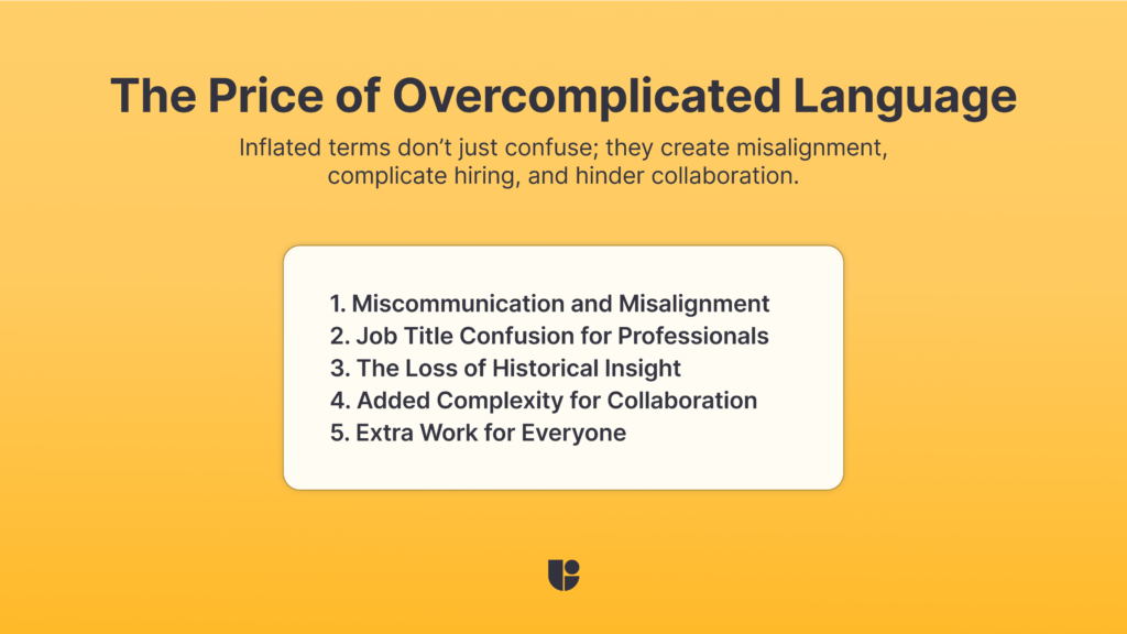 a list showing the potential negative consequences of vocabulary bloat for UX terms. 