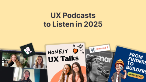 blog cover with 4 ux podcasts to listen in 2025