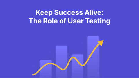 Showing a rising arrow to indicate successful business and highlighting the title with user testing to associate with the positive growth