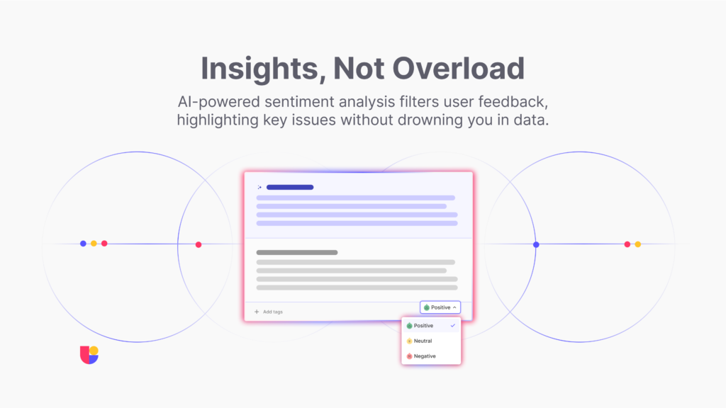 AI-powered sentiment analysis filters user feedback.